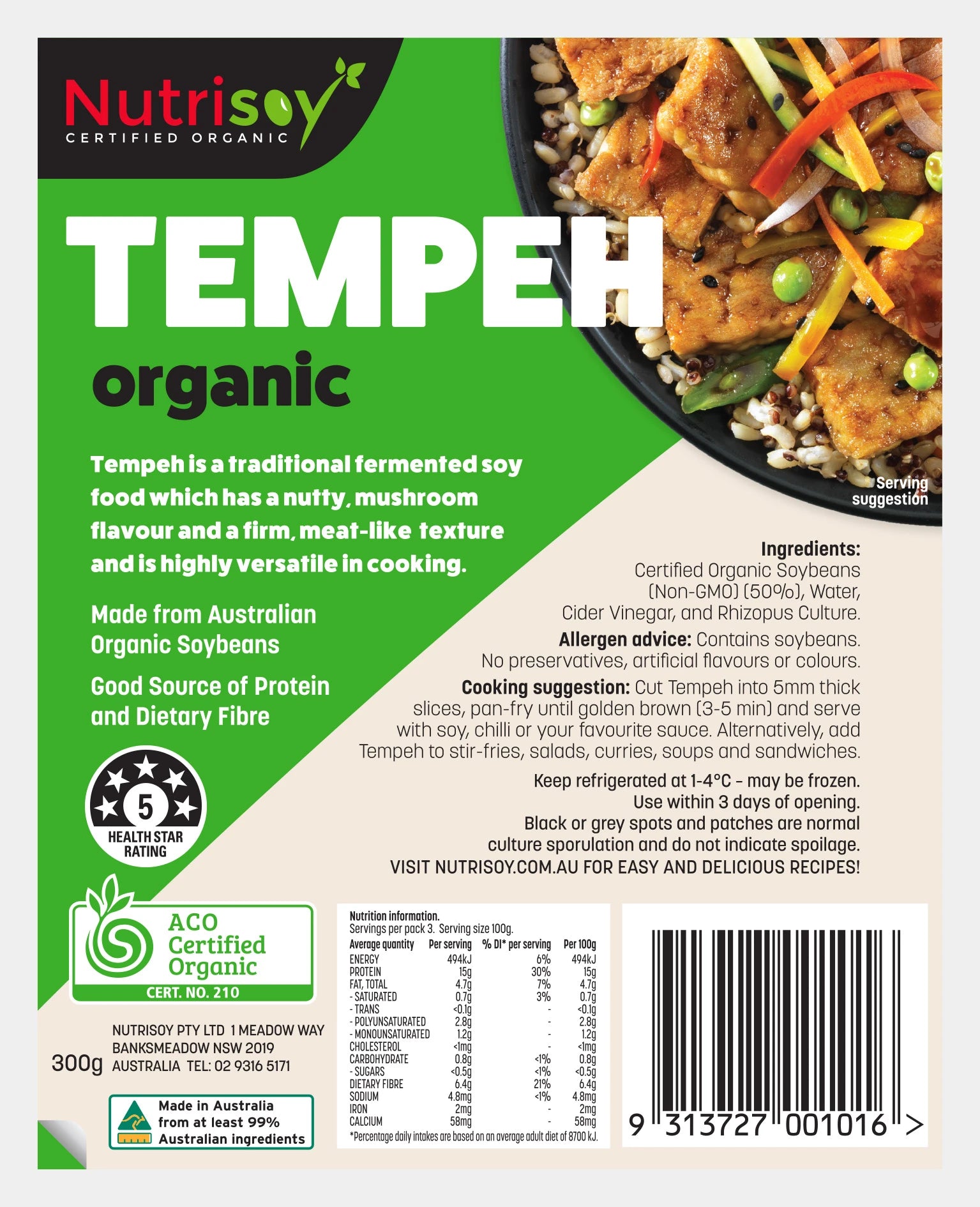 NUTRISOY ORGANIC TEMPEH (300g)