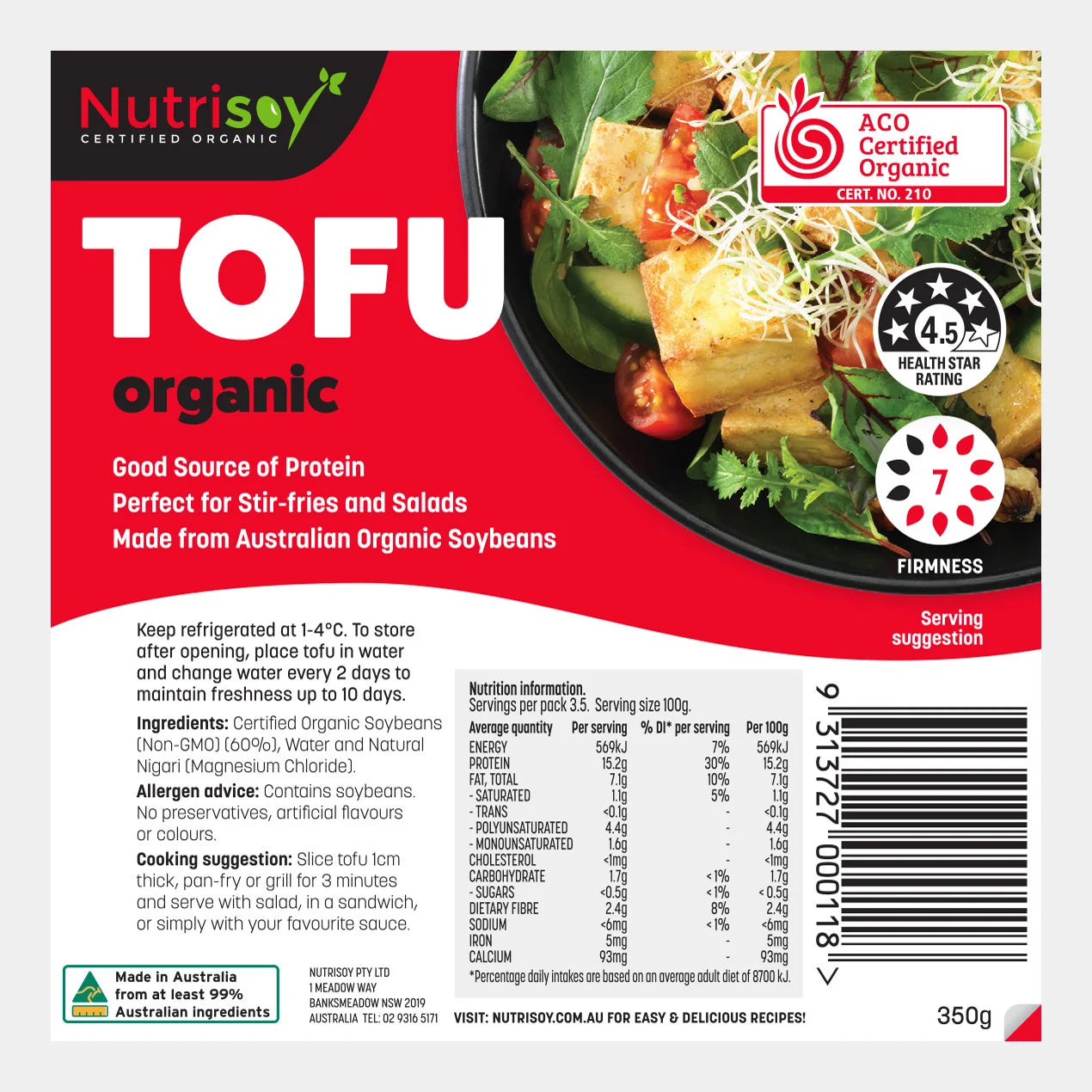 NUTRISOY ORGANIC TOFU (350g)