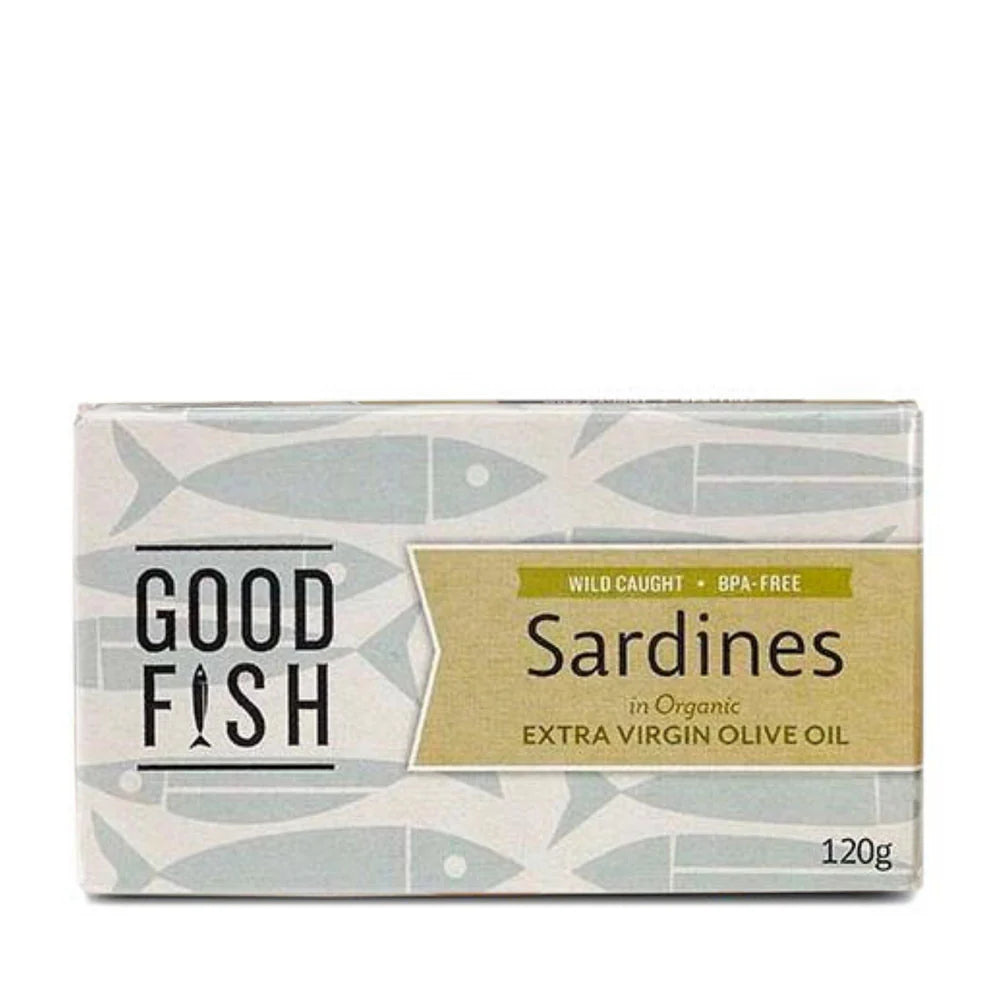 GOOD FISH SARDINES IN ORGANIC EXTRA VIRGIN OLIVE OIL CAN (125g)