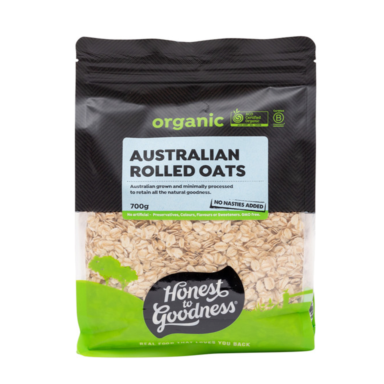 HONEST TO GOODNESS ORGANIC AUSTRALIAN ROLLED OATS (700g)