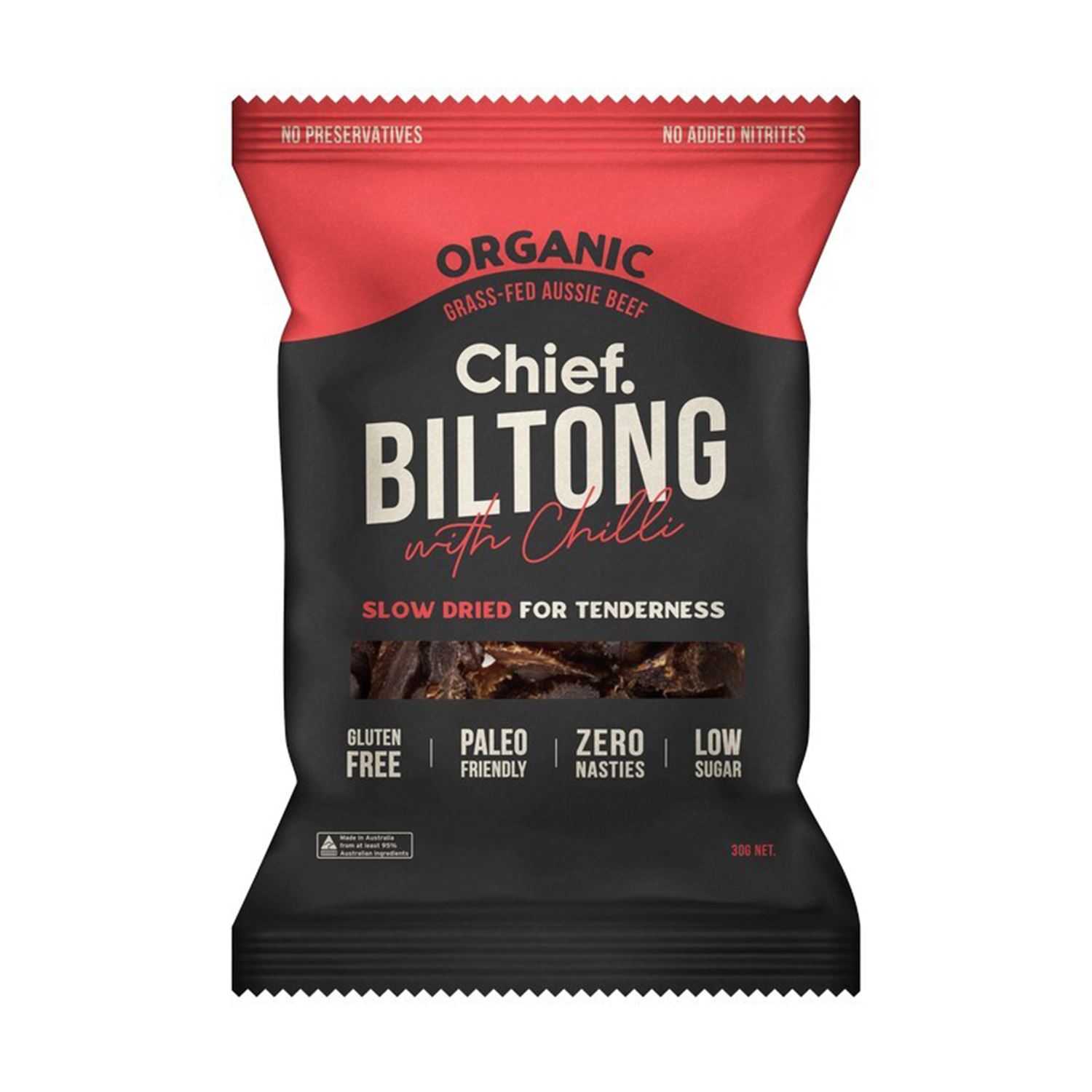 CHIEF NUTRITION GRASS-FED BILTONG - CHILLI (30g)