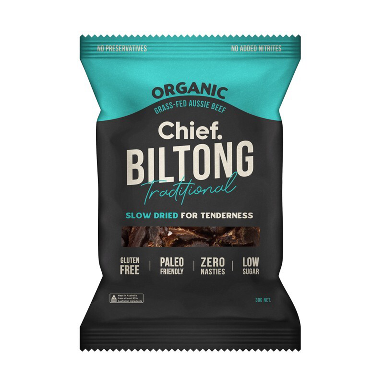 CHIEF NUTRITION GRASS-FED BILTONG - TRADITIONAL (30g)