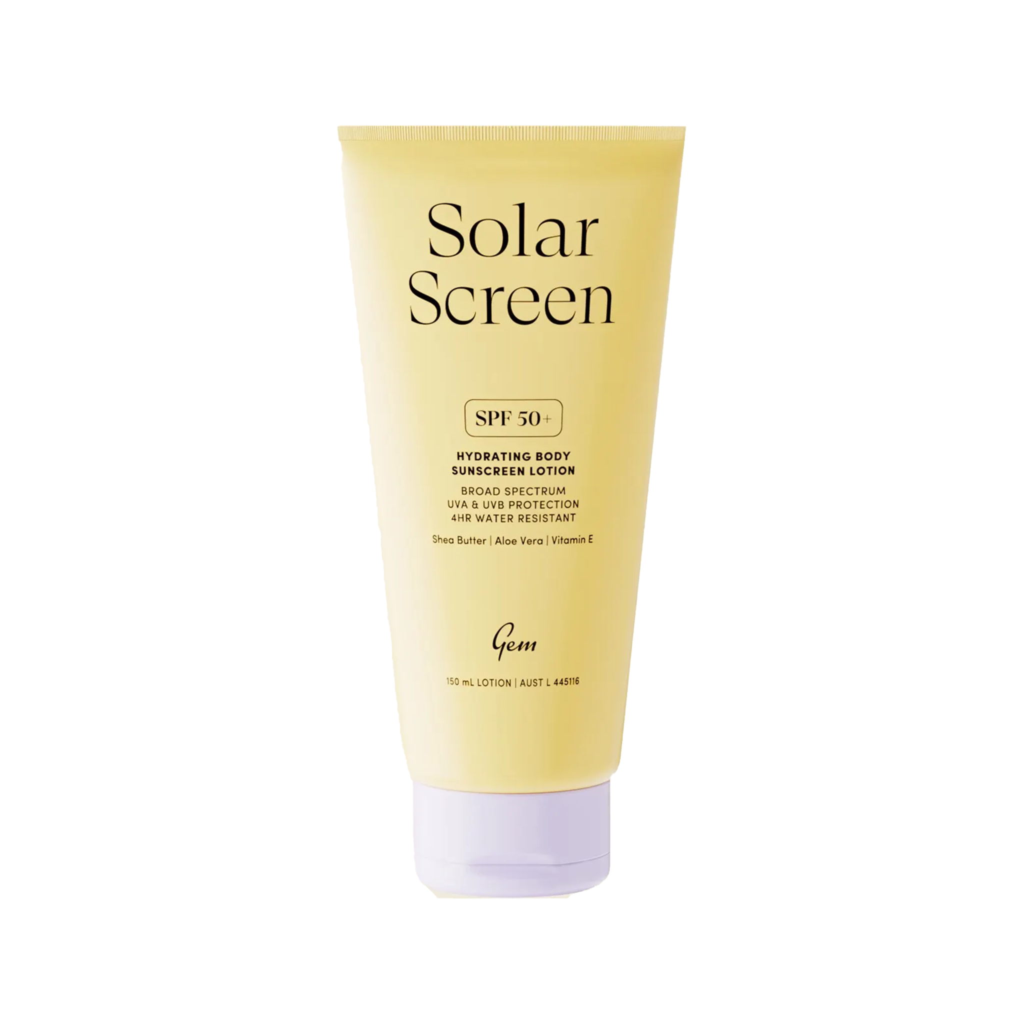 GEM SOLAR SCREEN SPF50+ MINERAL ZINC HYDRATING BODY SUNSCREEN LOTION (150ml)