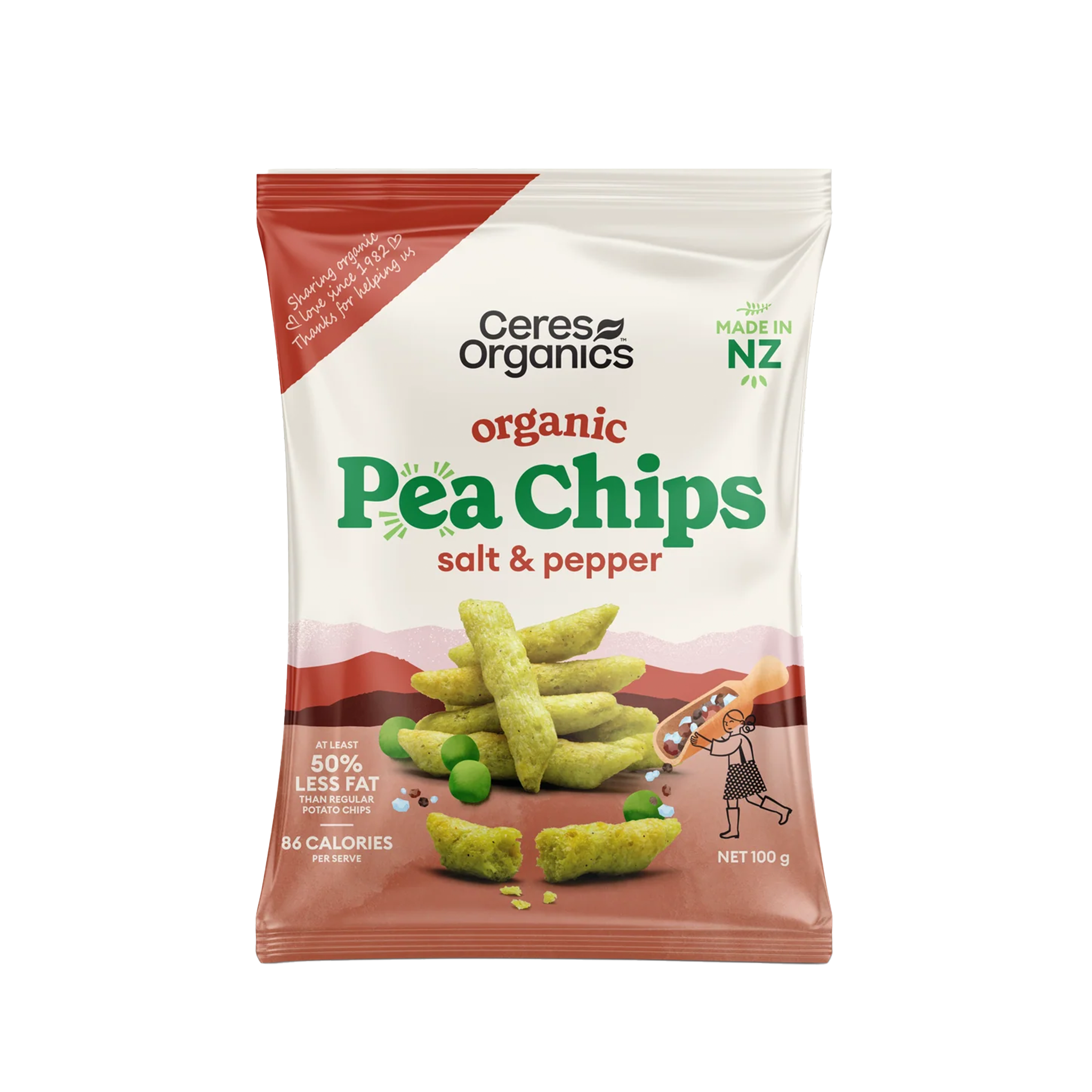 CERES ORGANICS PEA CHIPS SALT & PEPPER (100g)