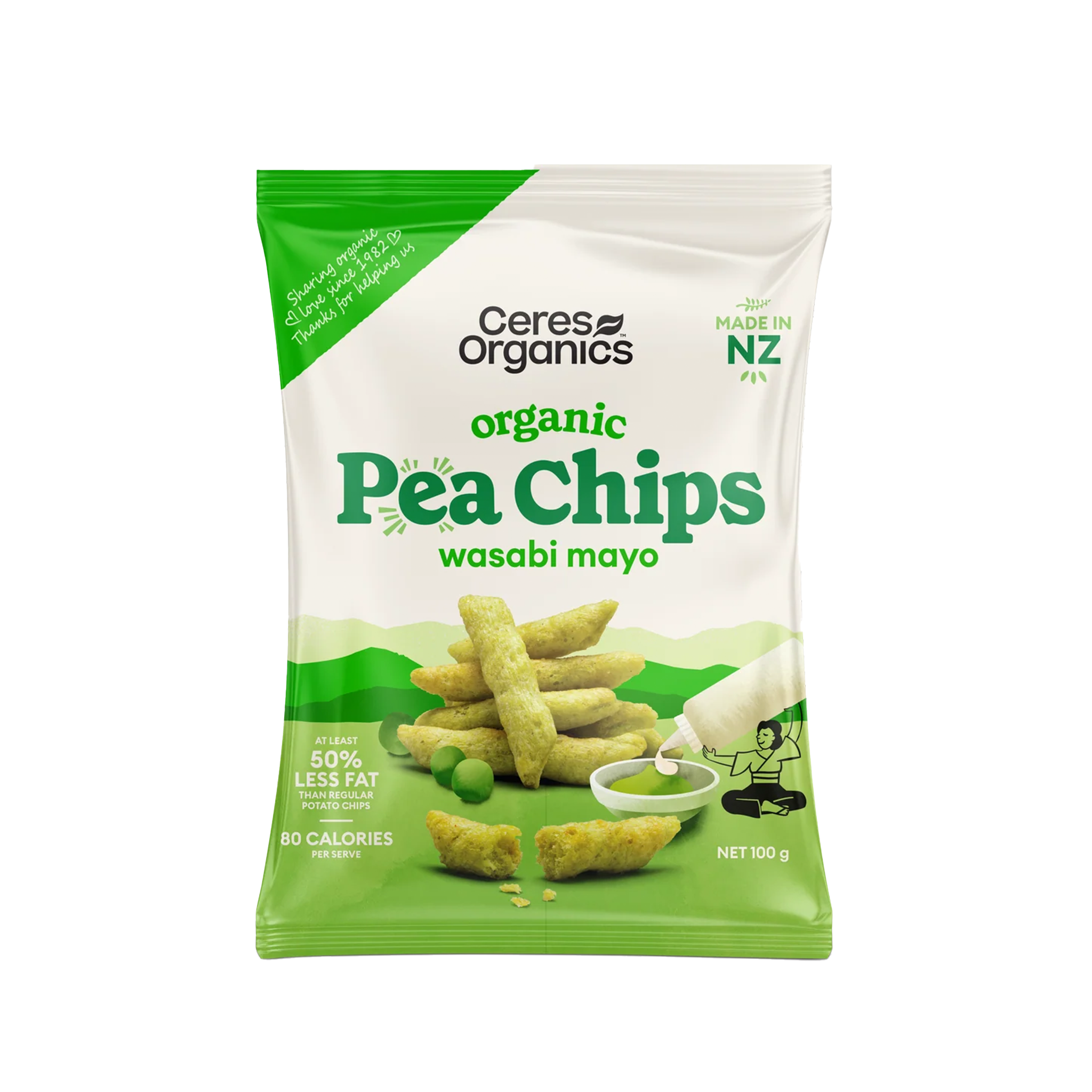 CERES ORGANICS PEA CHIPS WASABI MAYO (100g)
