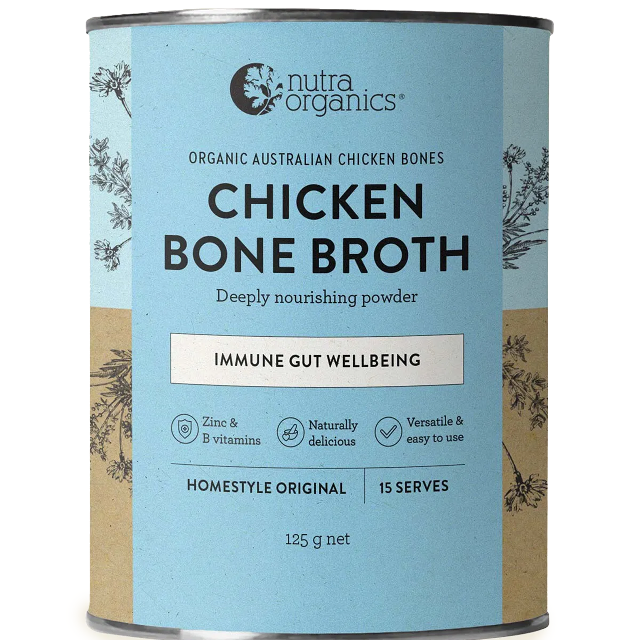 NUTRA ORGANICS CHICKEN BONE BROTH HOMESTYLE ORIGINAL (125g)