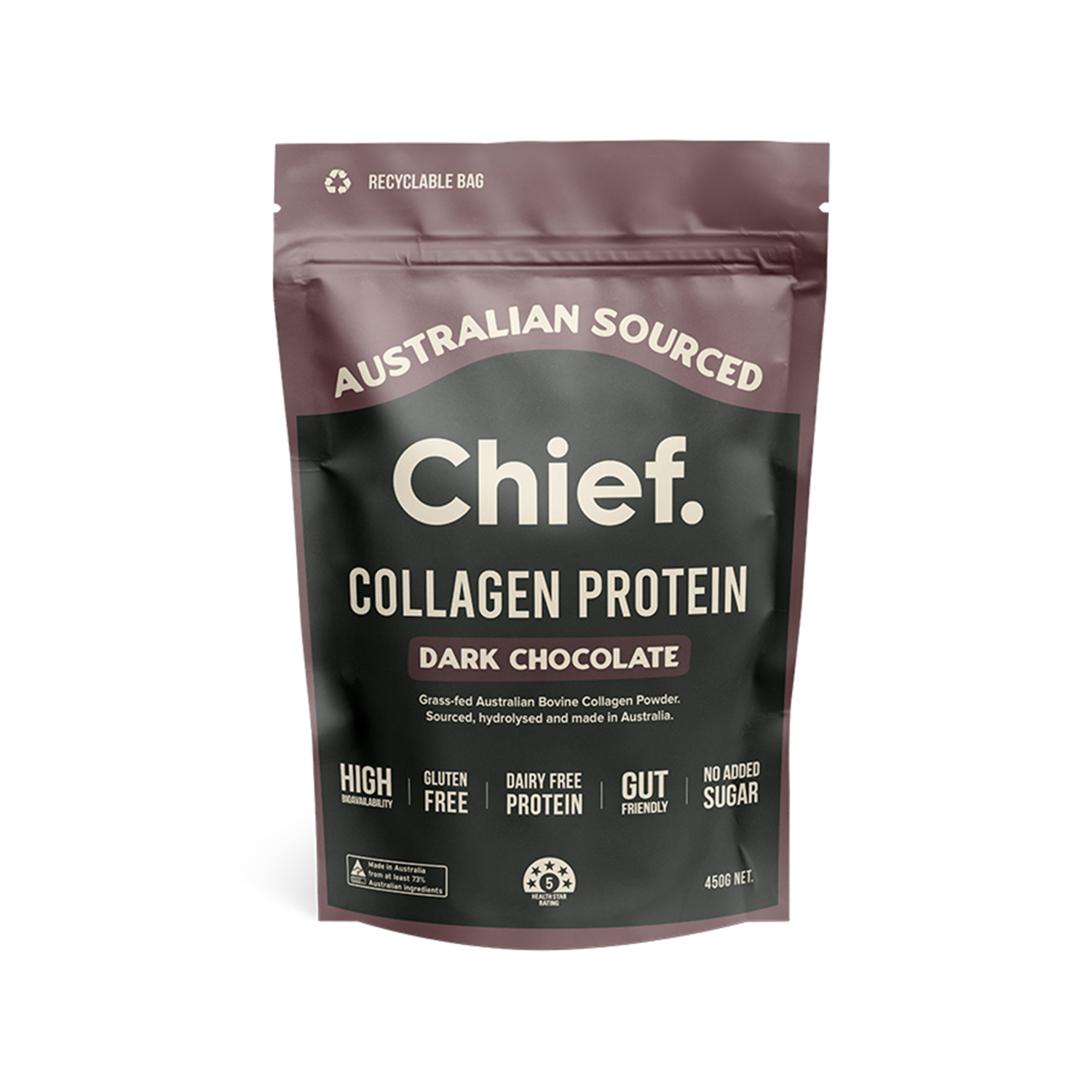 CHIEF GRASS-FED COLLAGEN POWDER DARK CHOCOLATE (450g)