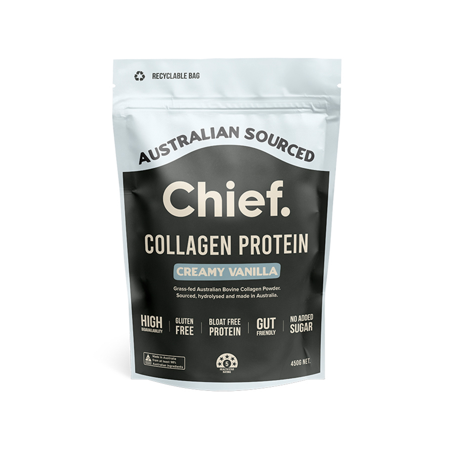 CHIEF GRASS-FED COLLAGEN POWDER CREAMY VANILLA (450g)