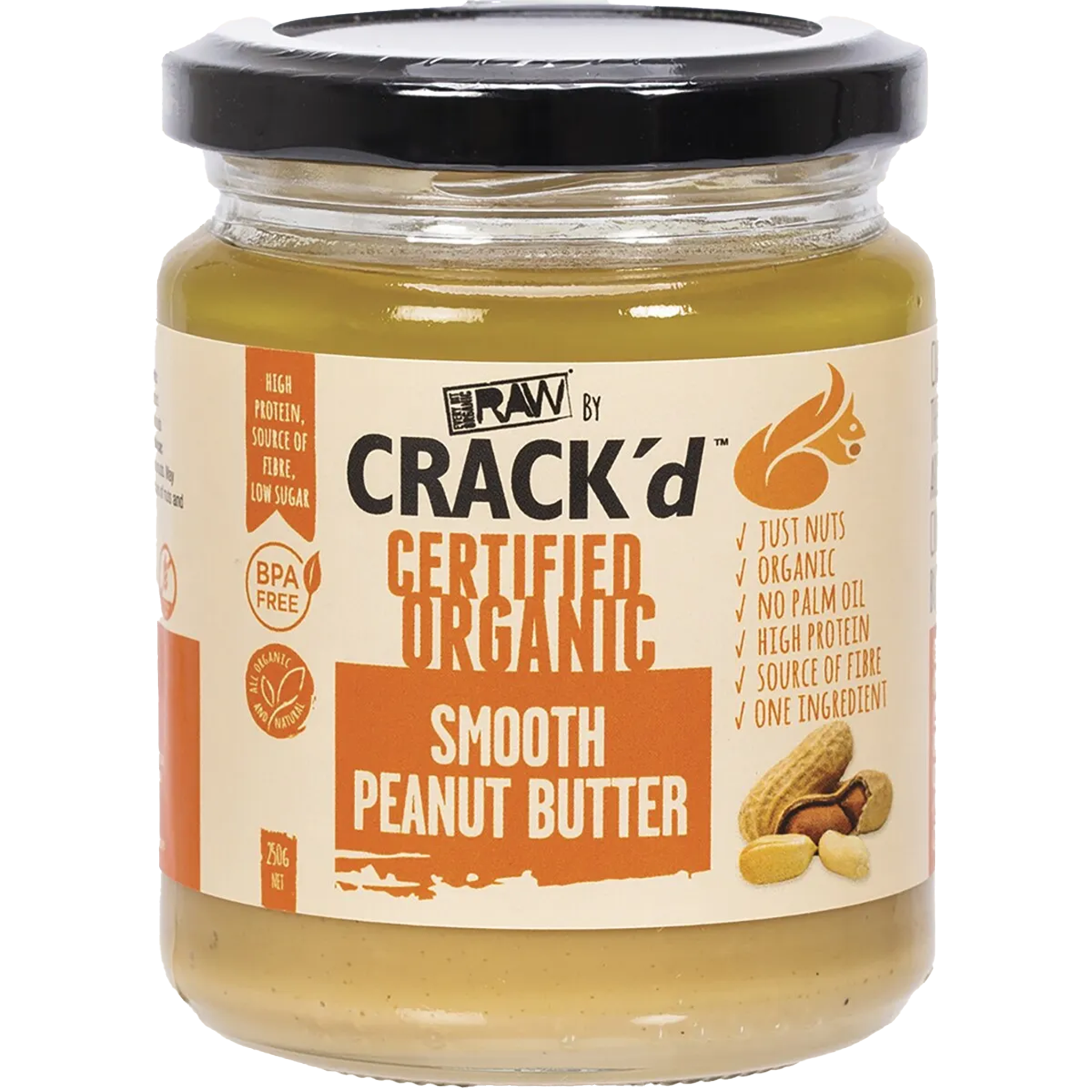 EVERY BIT ORGANIC CRACK'D PEANUT BUTTER SMOOTH (250g)