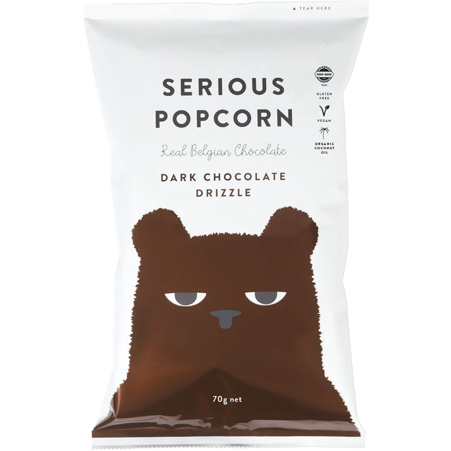 SERIOUS FOOD CO. DARK CHOC DRIZZLE POPCORN (70g)