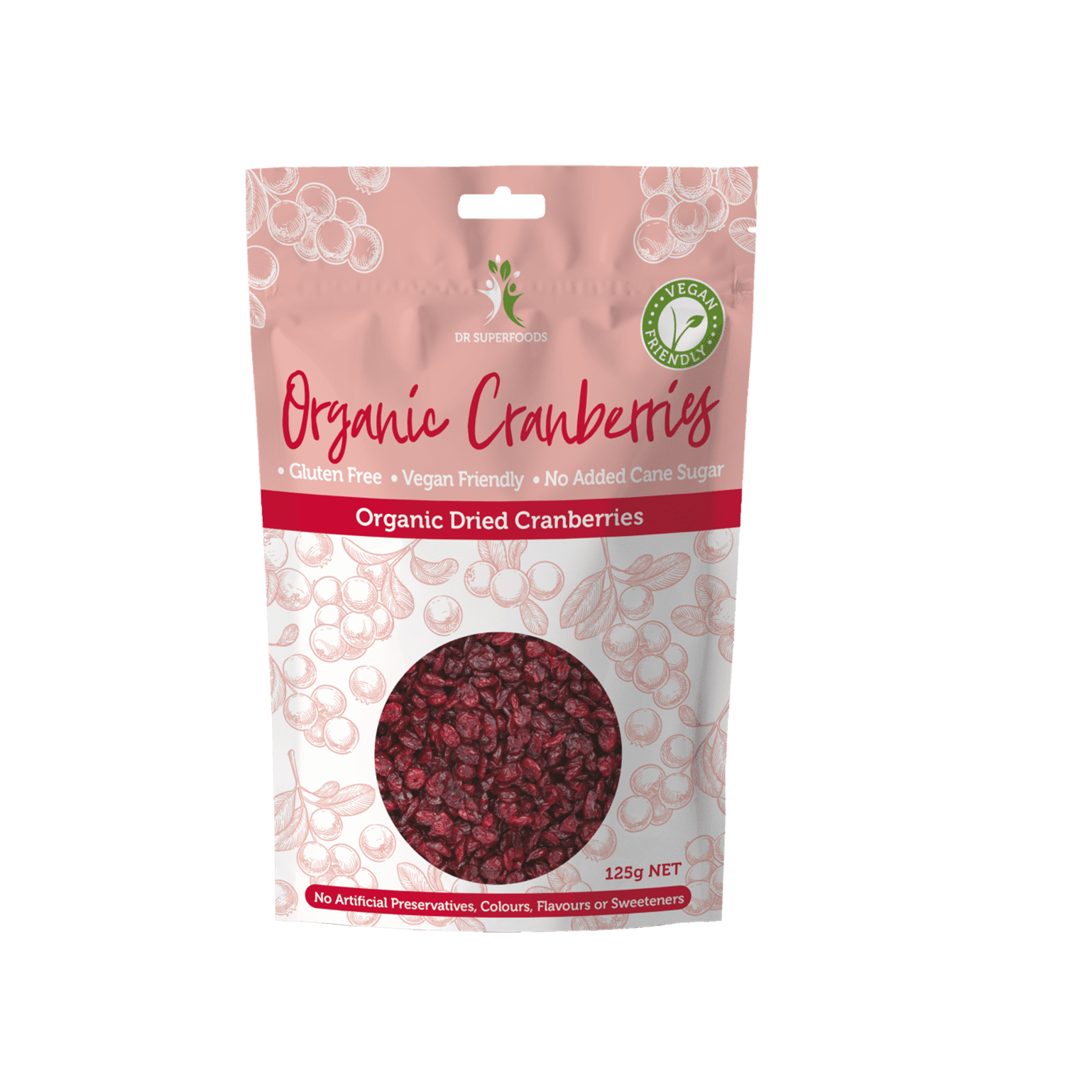 DR. SUPERFOODS ORGANIC DRIED CRANBERRIES (125g)