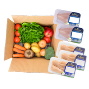 ORGANIC FRUIT & VEG + ORGANIC CHICKEN BREAST (1KG) & TENDERLOINS (1KG) VALUE BOX