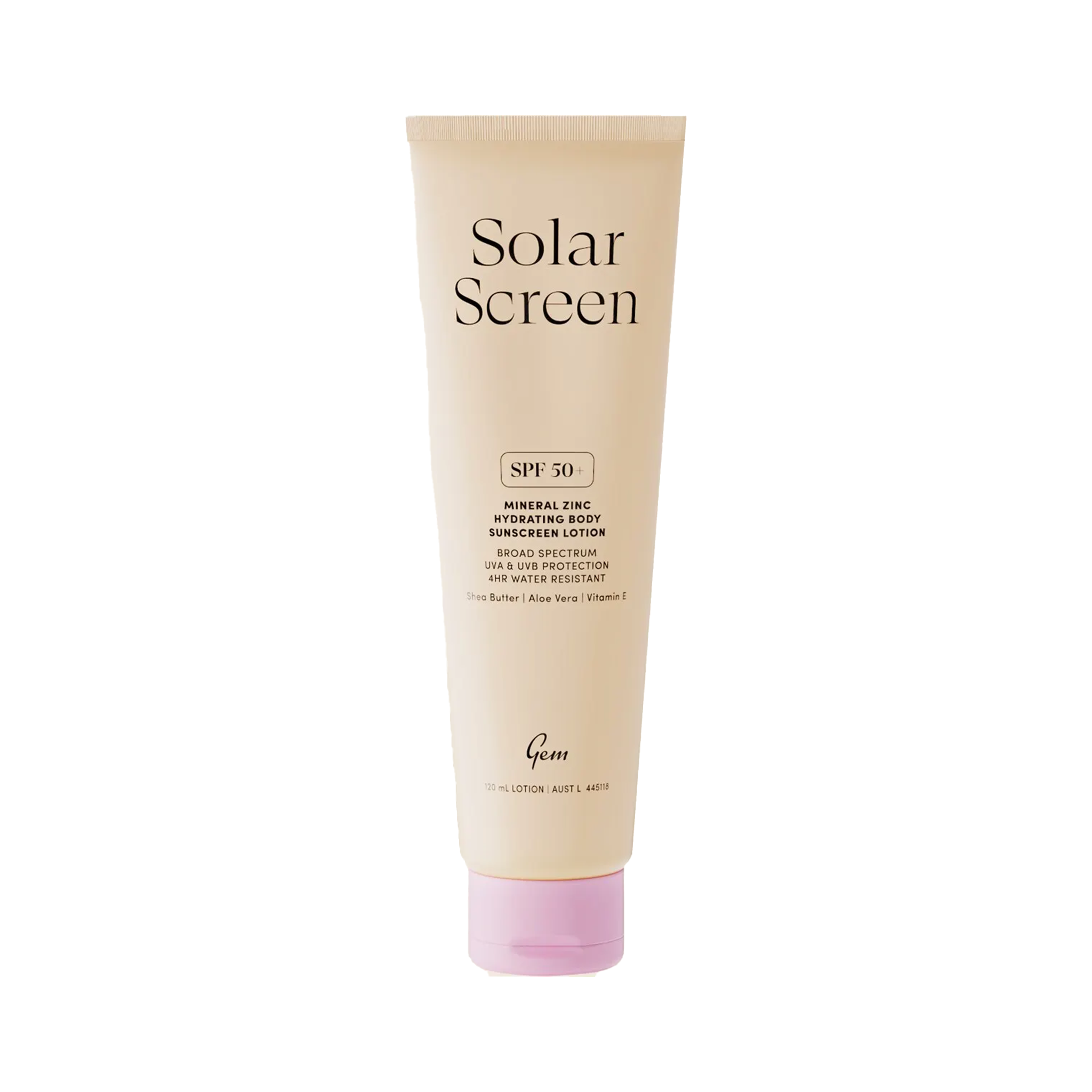 GEM SOLAR SCREEN SPF50+ MINERAL ZINC HYDRATING BODY LOTION (120ml)