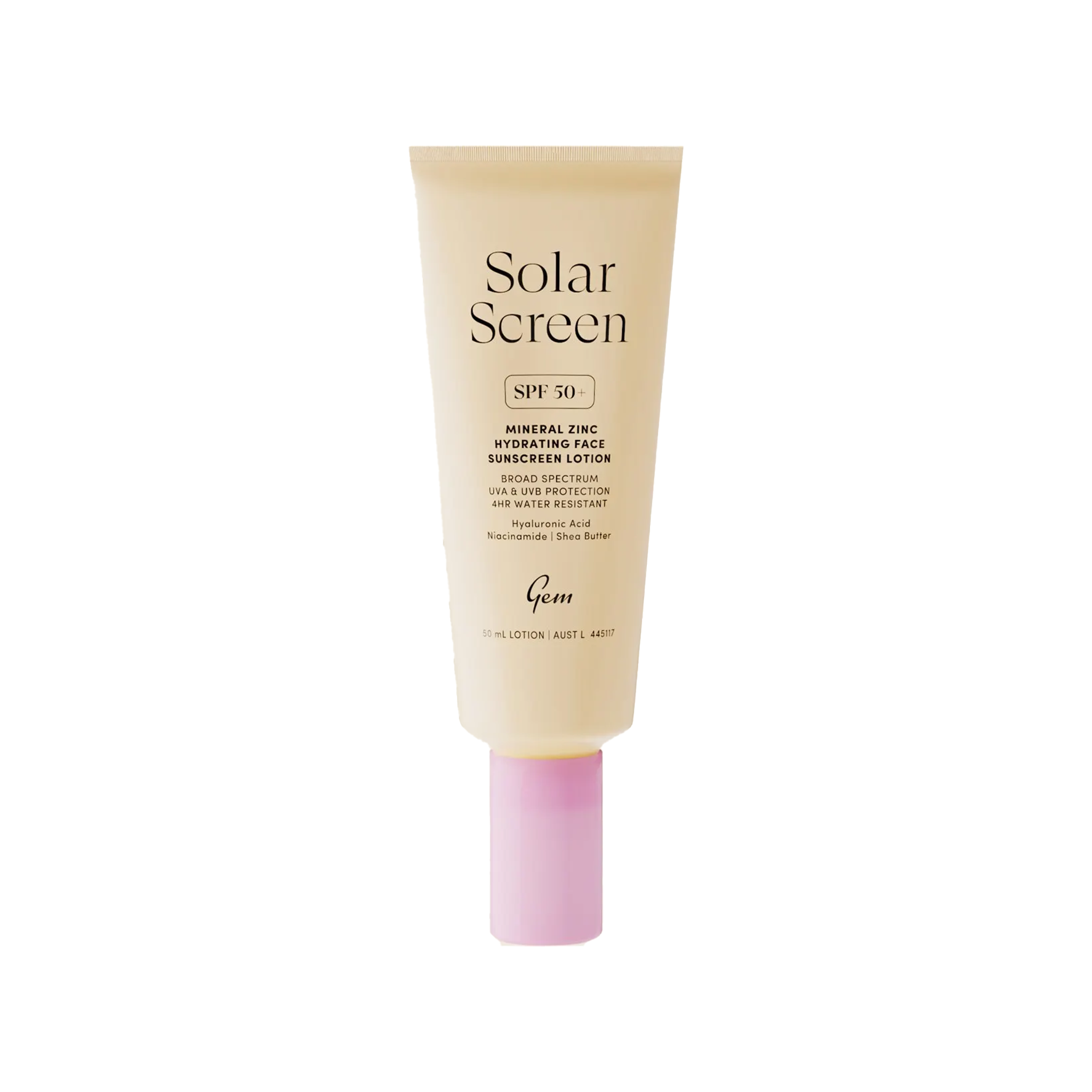 GEM SOLAR SCREEN SPF50+ MINERAL ZINC HYDRATING FACE LOTION (50ml)