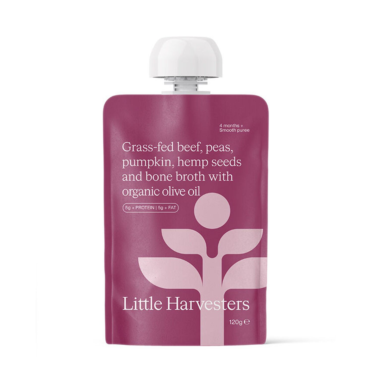 LITTLE HARVESTERS PUREE POUCH GRASS-FED BEEF & PEAS (120g)