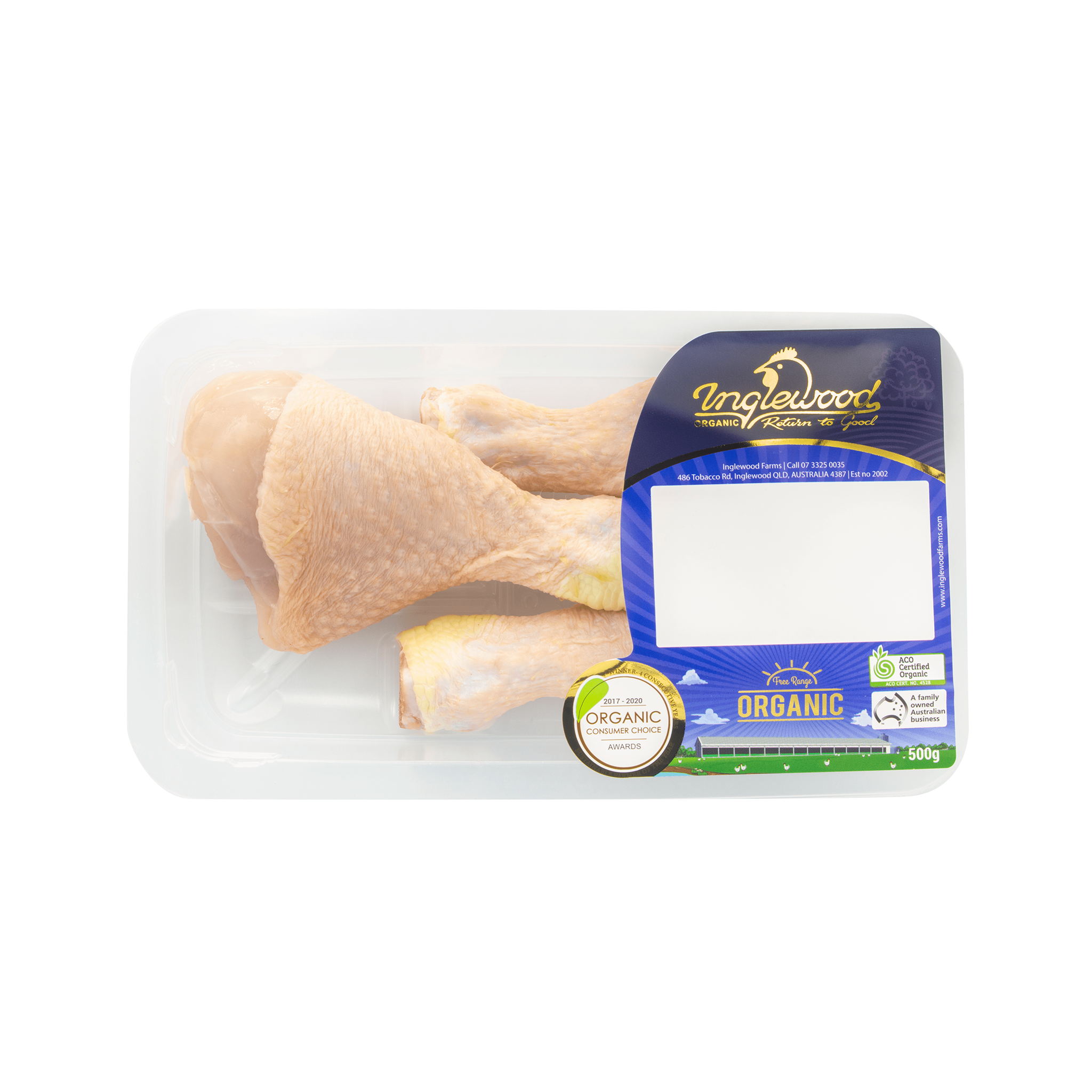 [FROZEN] INGLEWOOD ORGANIC CHICKEN DRUMSTICKS (250-550g)