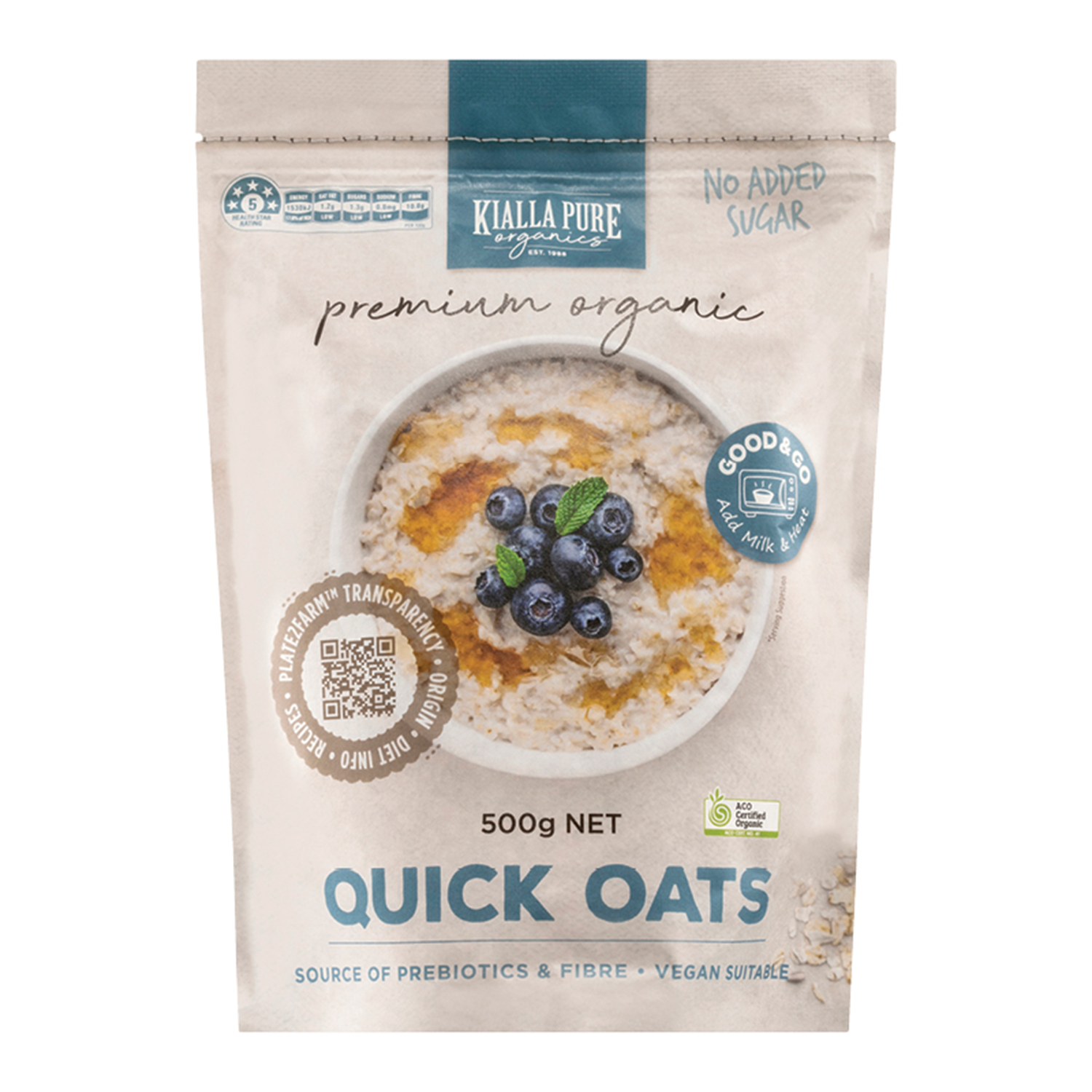 KIALLA PREMIUM ORGANIC QUICK OATS (500g)