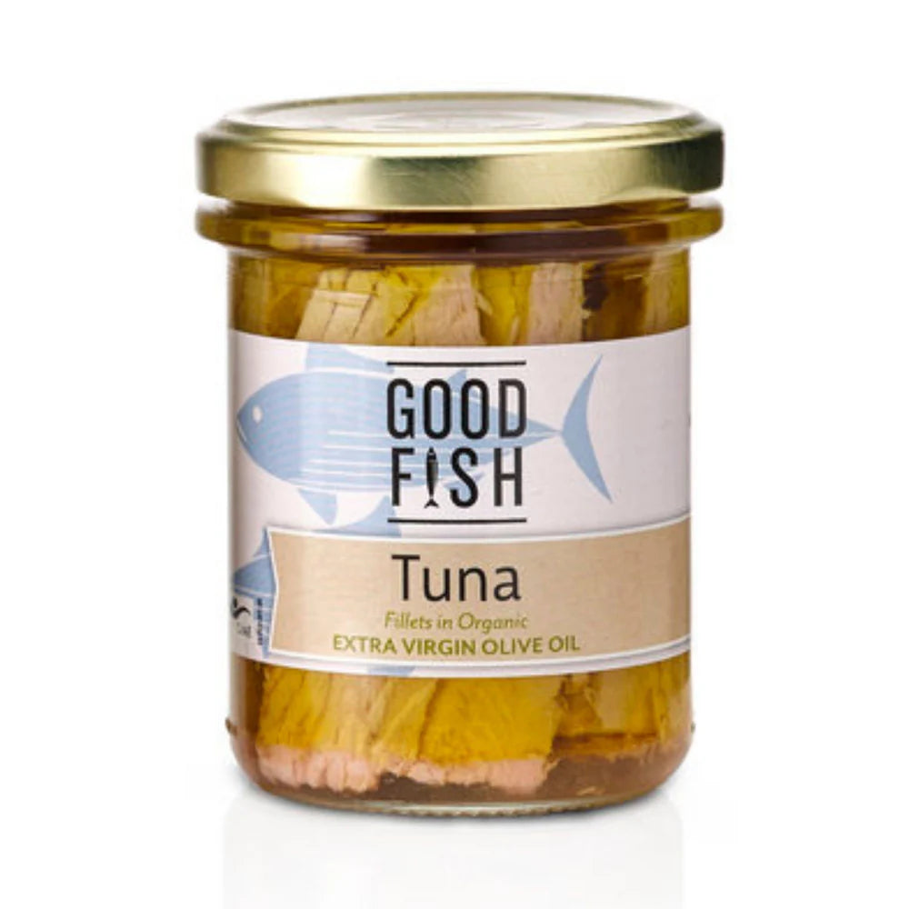 GOOD FISH TUNA IN ORGANIC EXTRA VIRGIN OLIVE OIL JAR (195g)