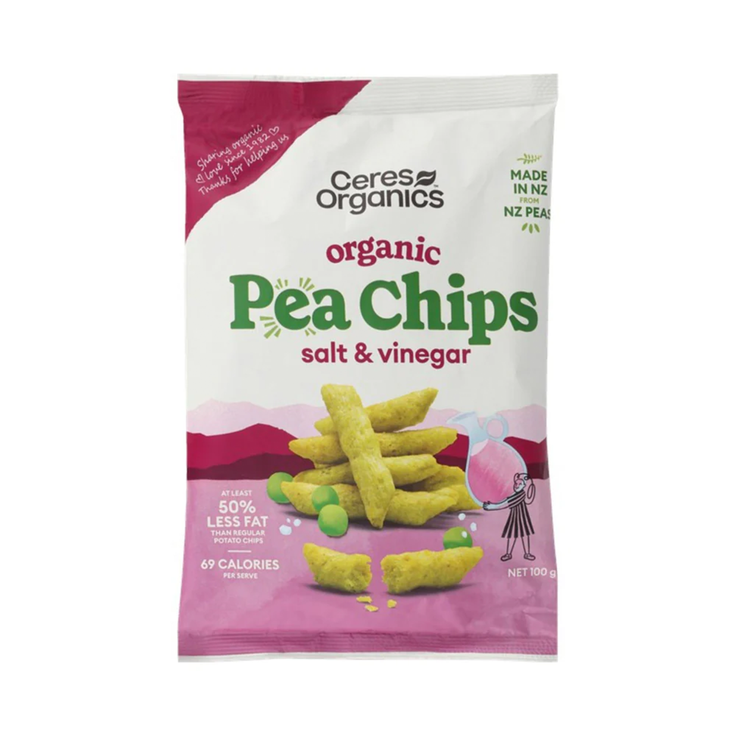 CERES ORGANICS PEA CHIPS SALT & VINEGAR (100g)