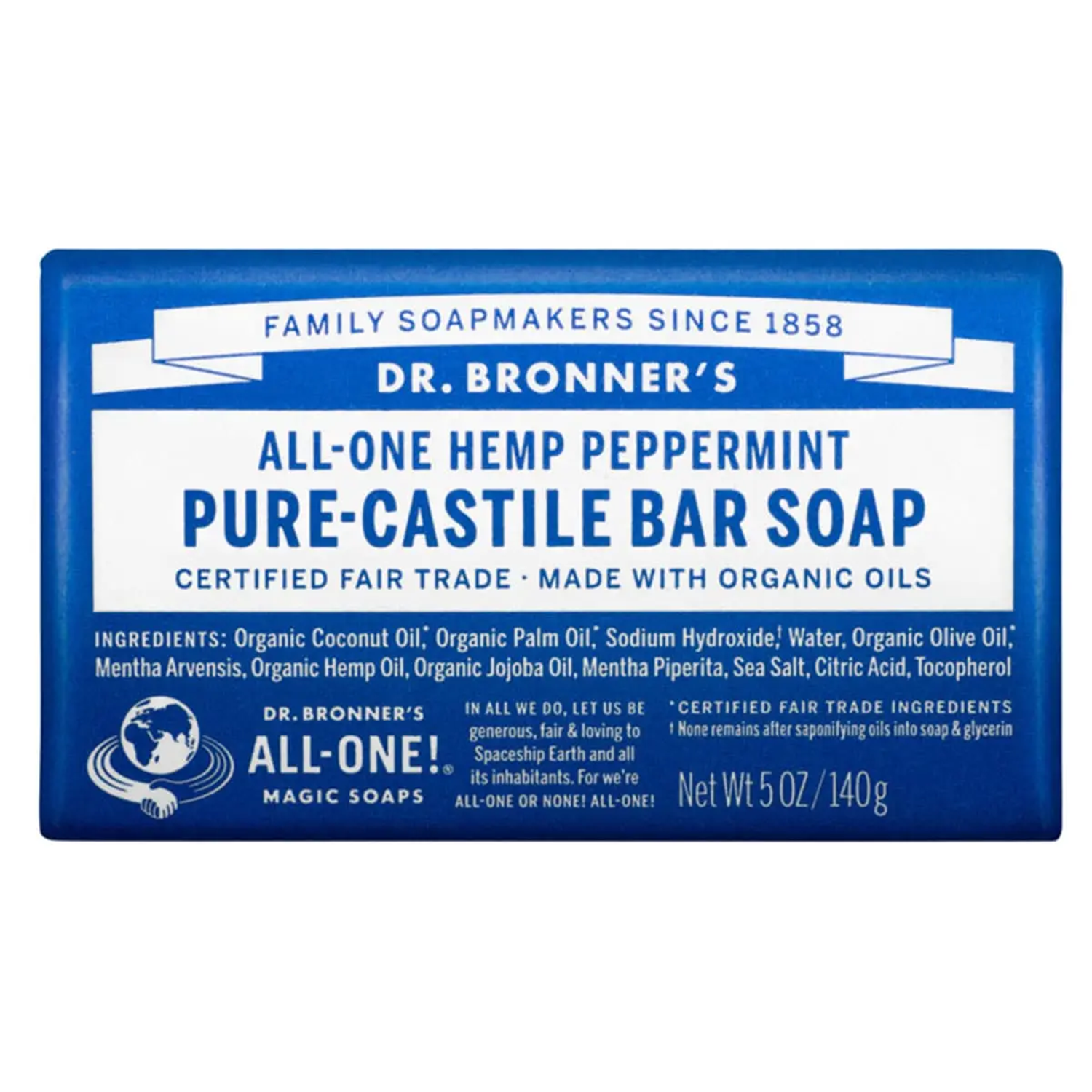 DR. BRONNER'S PURE CASTILE SOAP PEPPERMINT (140g)