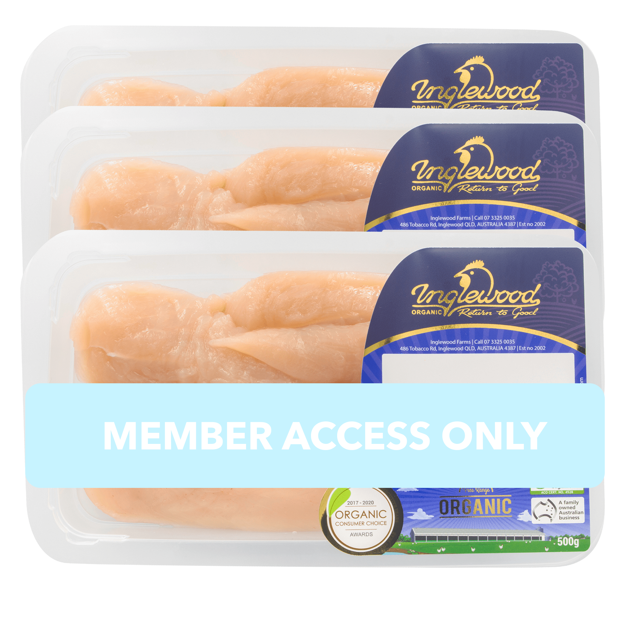 INGLEWOOD ORGANIC CHICKEN TENDERLOIN 3X 500G BULK BUY