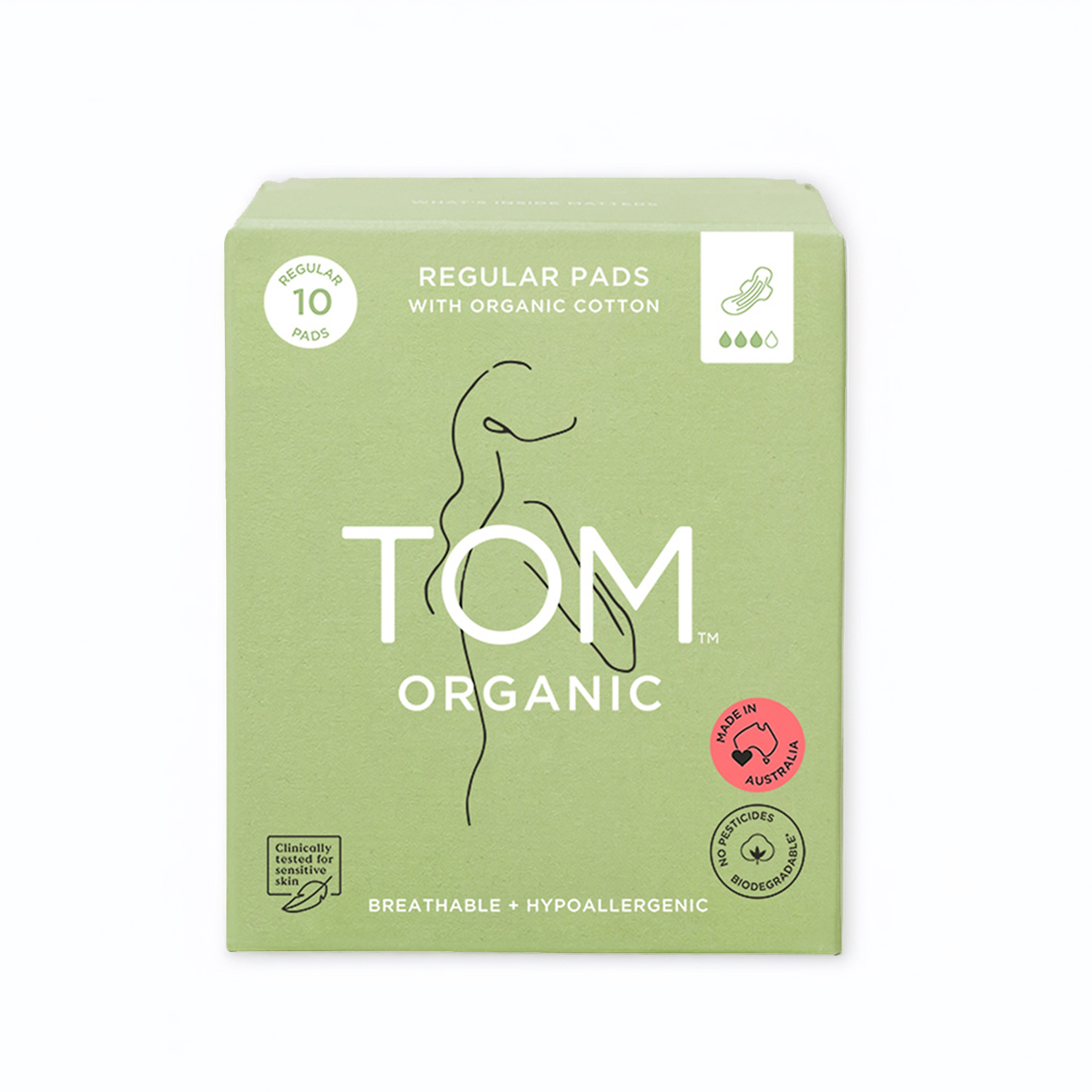 TOM ORGANIC ULTRA THIN REGULAR PADS (10PK)