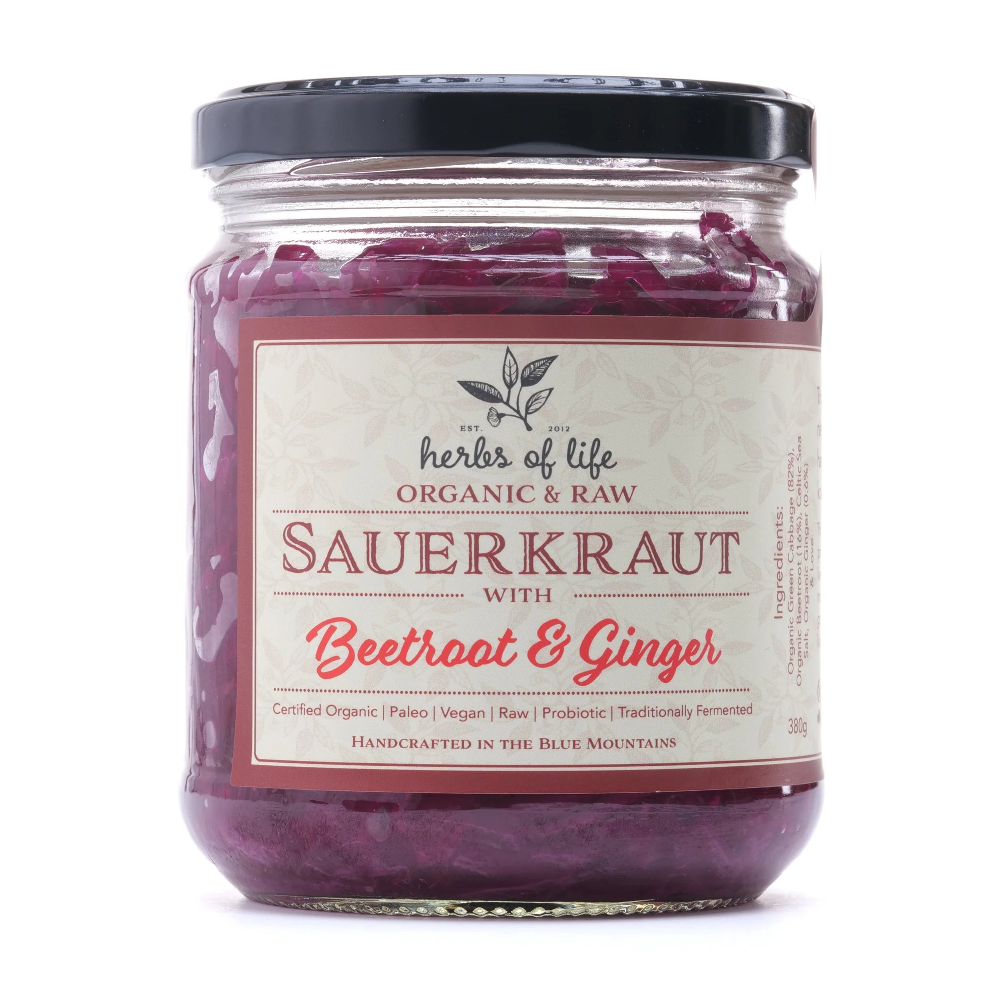 HERBS OF LIFE SAUERKRAUT W BEETROOT & GINGER (380g)