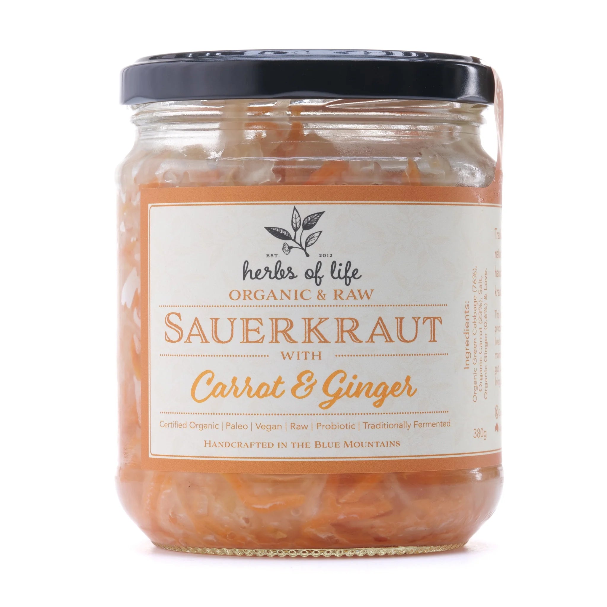 HERBS OF LIFE SAUERKRAUT W CARROT & GINGER (380g)