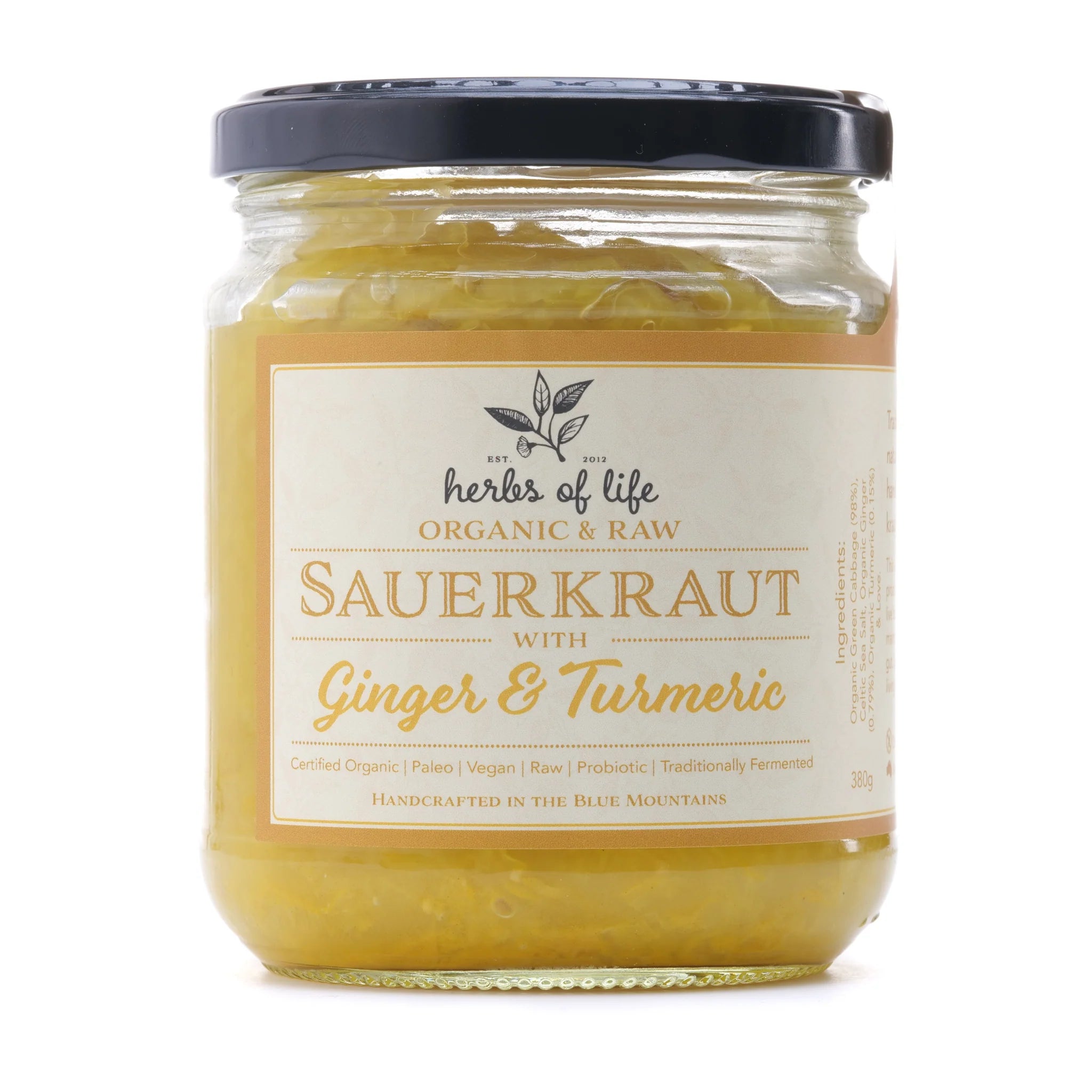 HERBS OF LIFE SAUERKRAUT W GINGER & TURMERIC (380g)