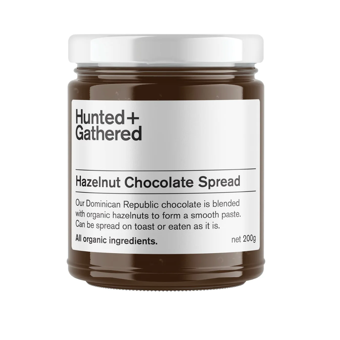 HUNTED + GATHERED ORGANIC HAZELNUT CHOCOLATE SPREAD (200g)