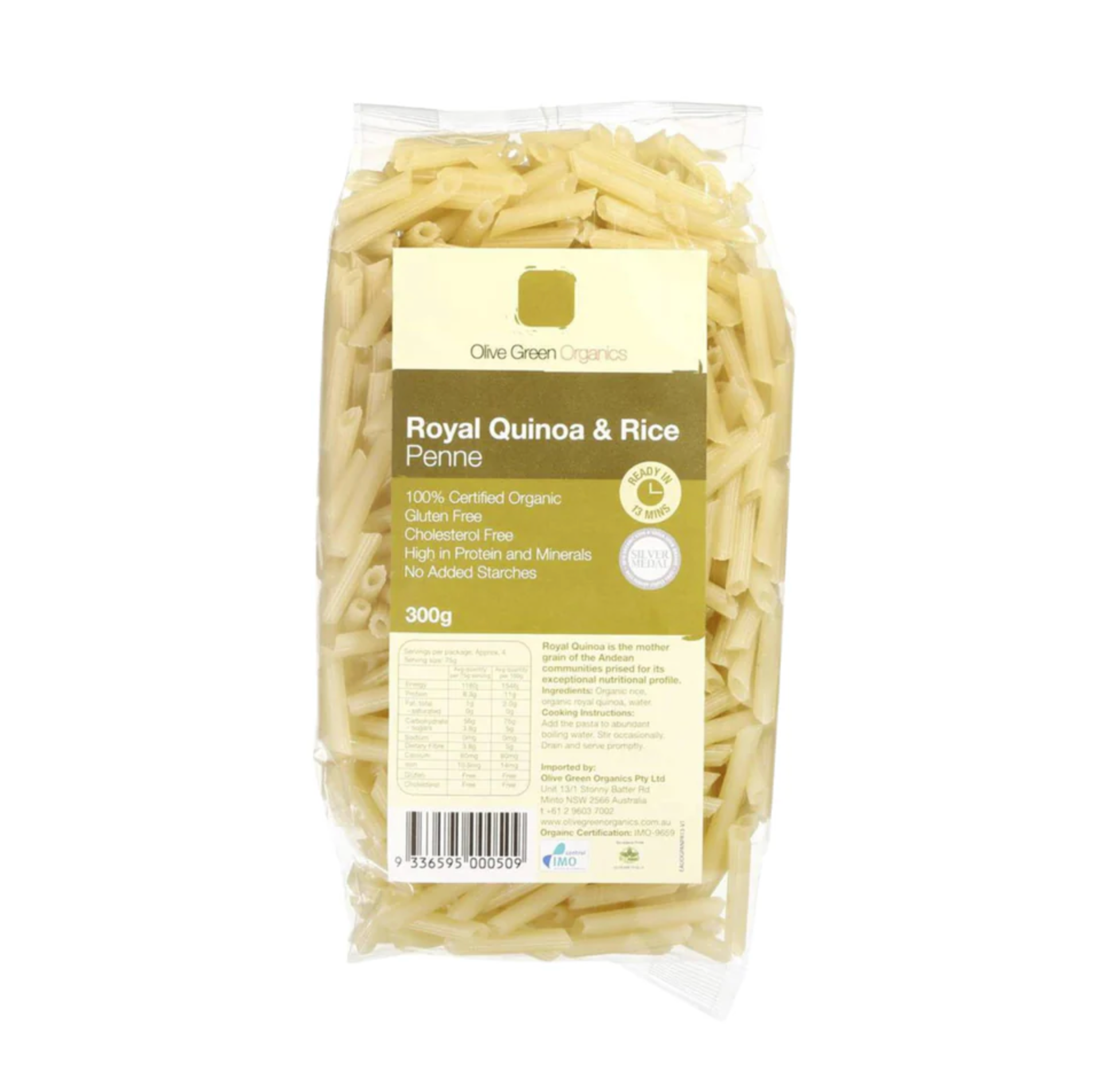 OLIVE GREEN ORGANICS QUINOA & RICE PENNE (300g)