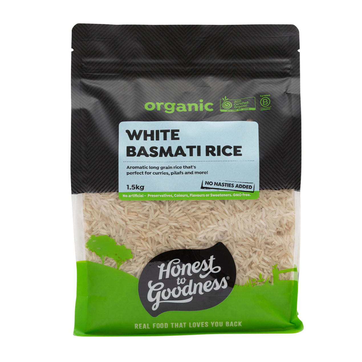 HONEST TO GOODNESS ORGANIC WHITE BASMATI RICE (1.5kg)